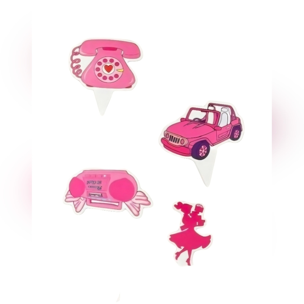 This product is a set of 12 pink paper decorations designed specifically for a P